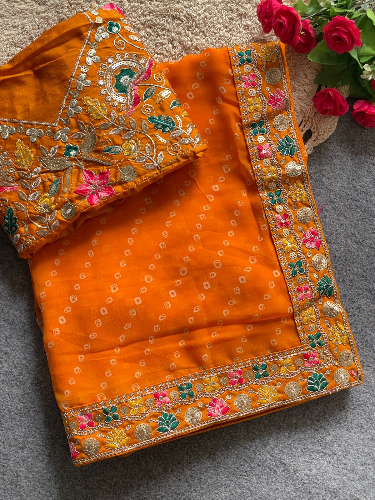 Kayatri New Soft Georgette Bandhani Style Saree