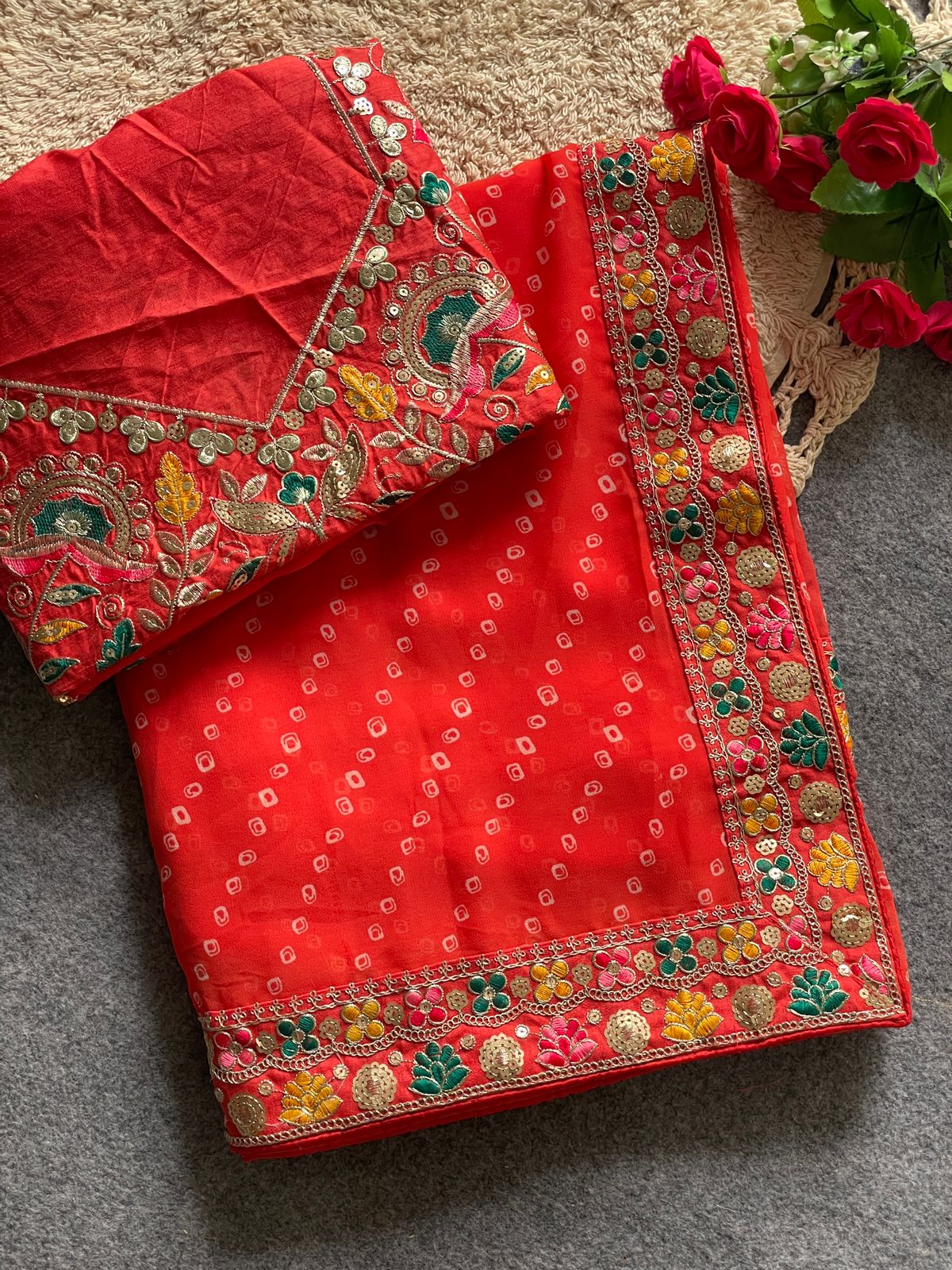 Kayatri New Soft Georgette Bandhani Style Saree