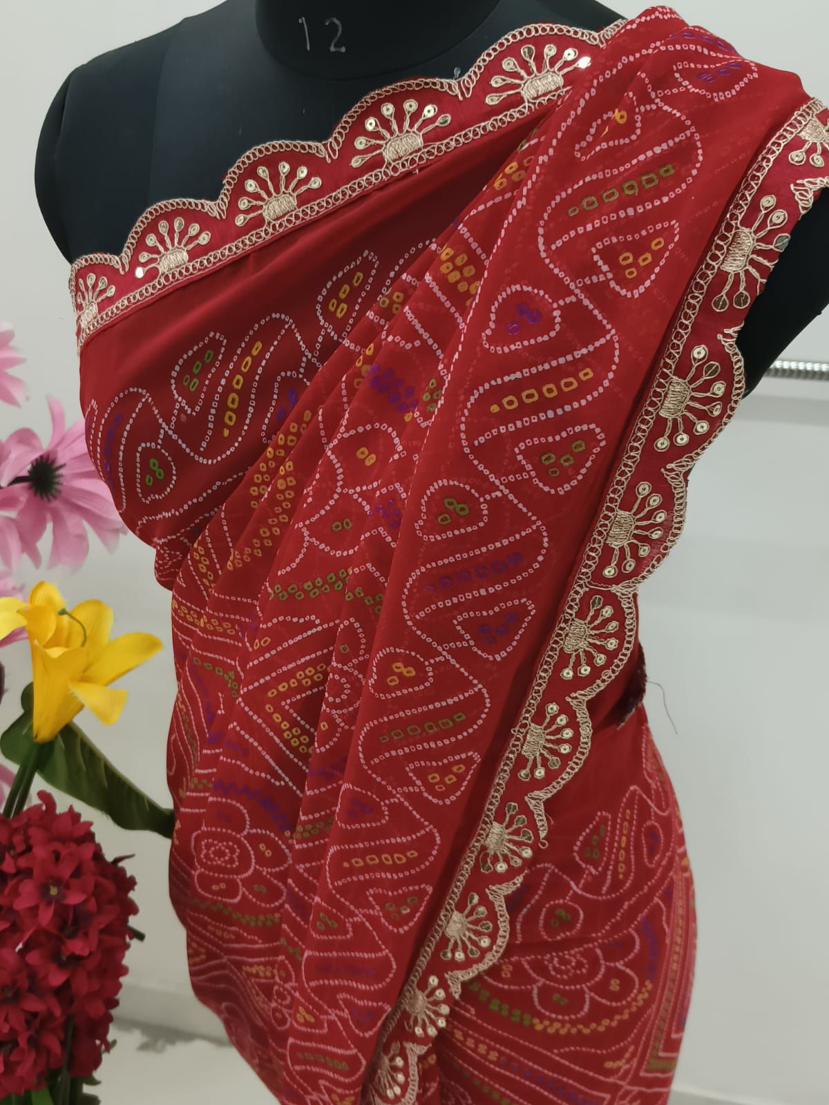 Kayatri New Georgette Leheriya Bandhani Print Saree