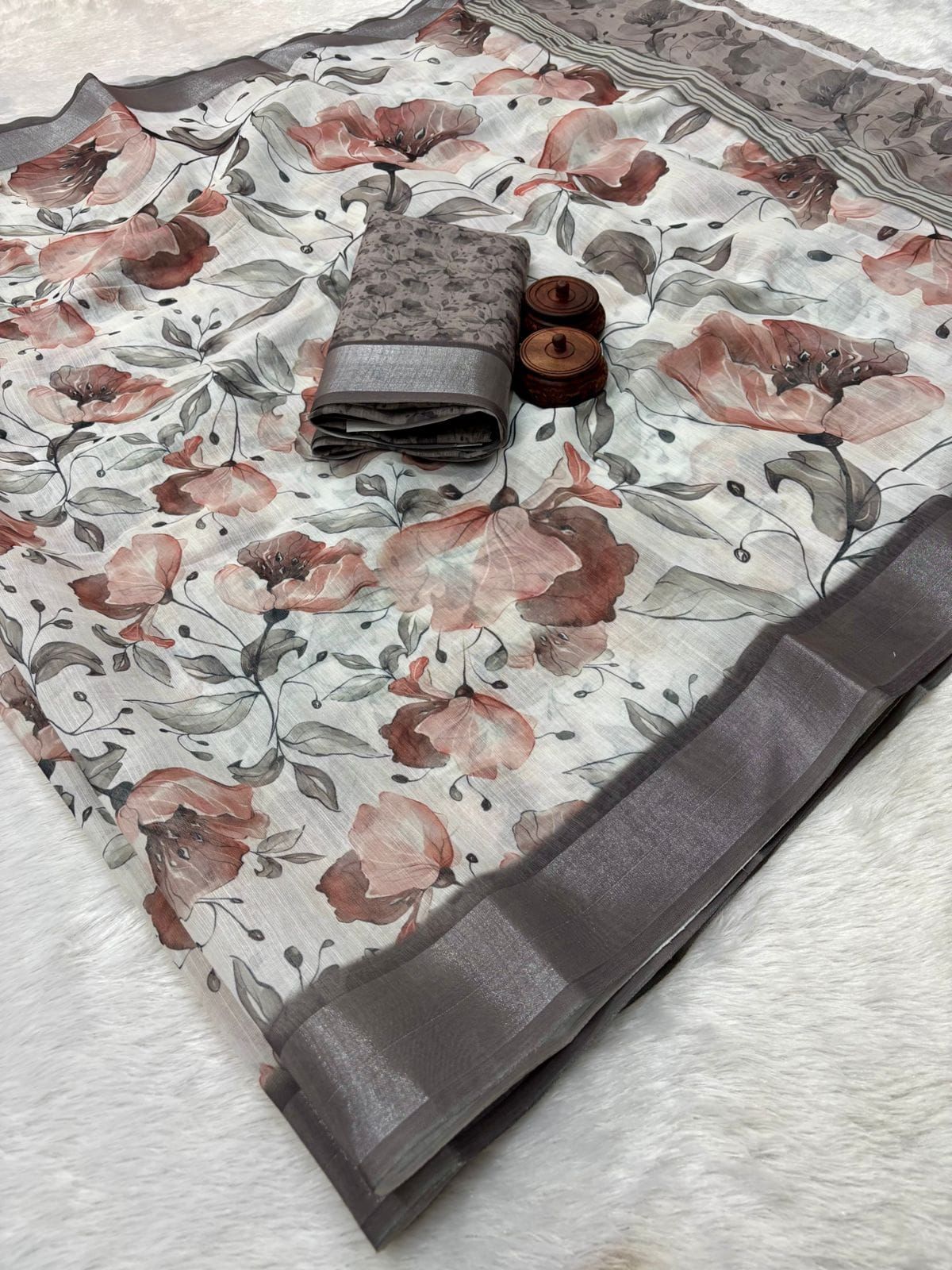 Kayatri New Pure Linen Cotton Printed Saree