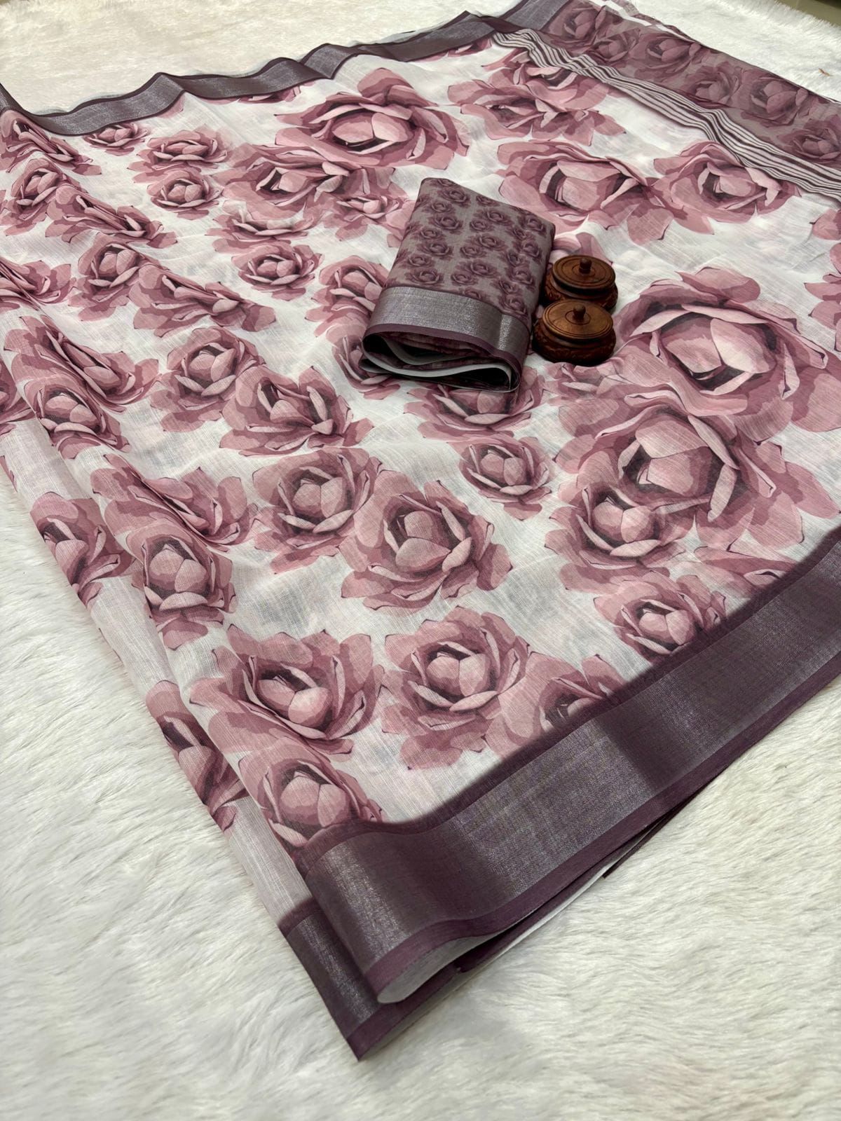 Kayatri New Pure Linen Cotton Printed Saree