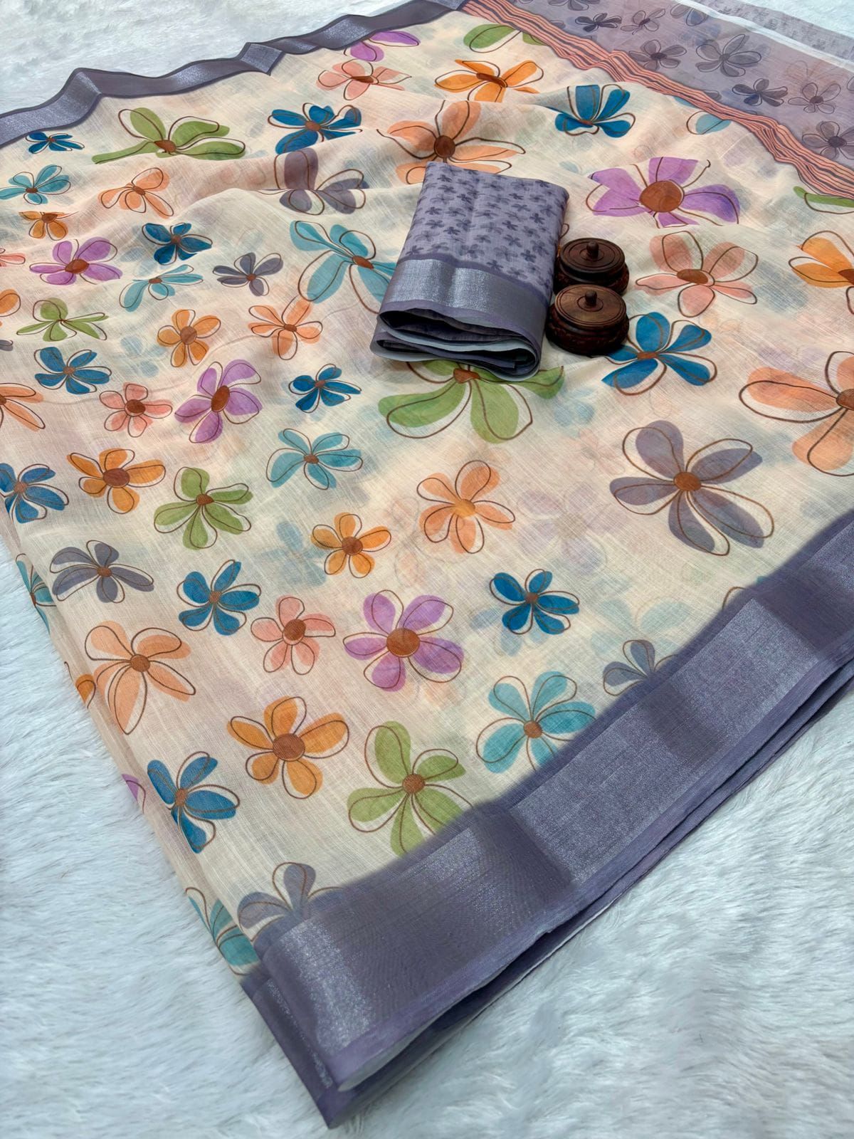 Kayatri New Pure Linen Cotton Printed Saree