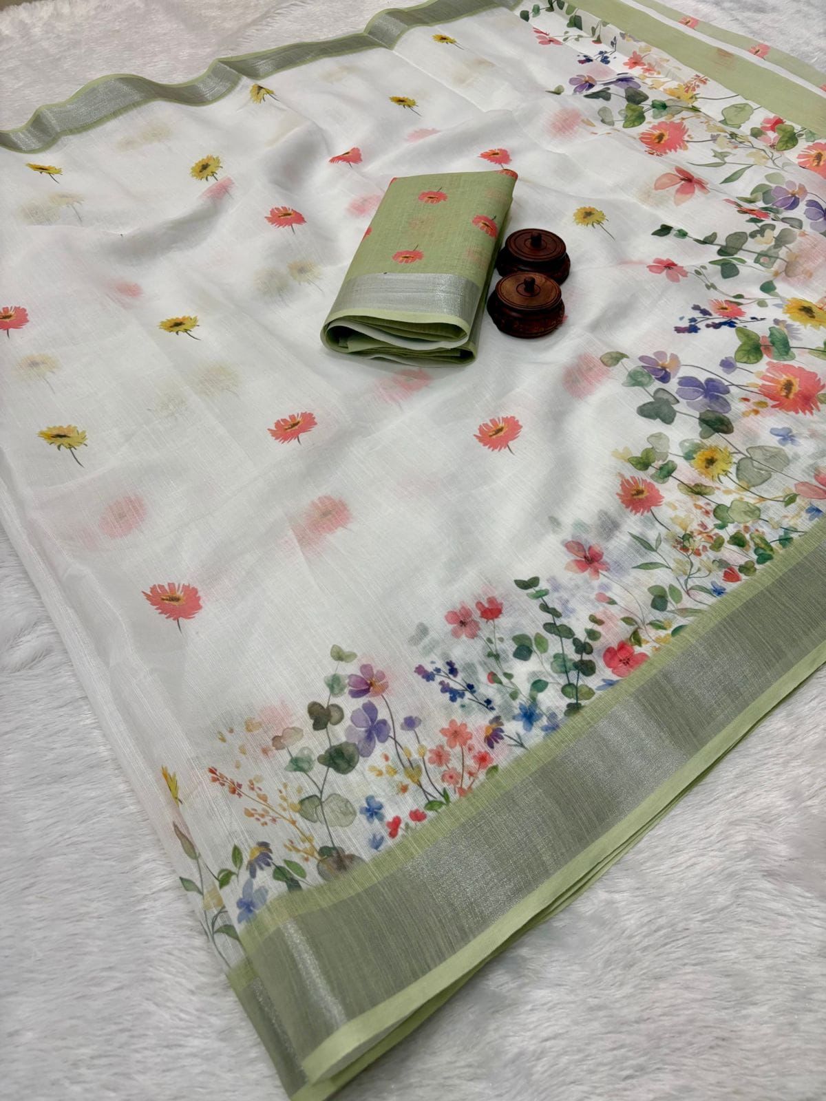 Kayatri New Pure Linen Cotton Printed Saree