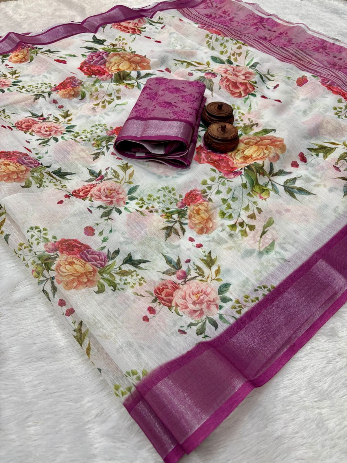 Kayatri New Pure Linen Cotton Printed Saree