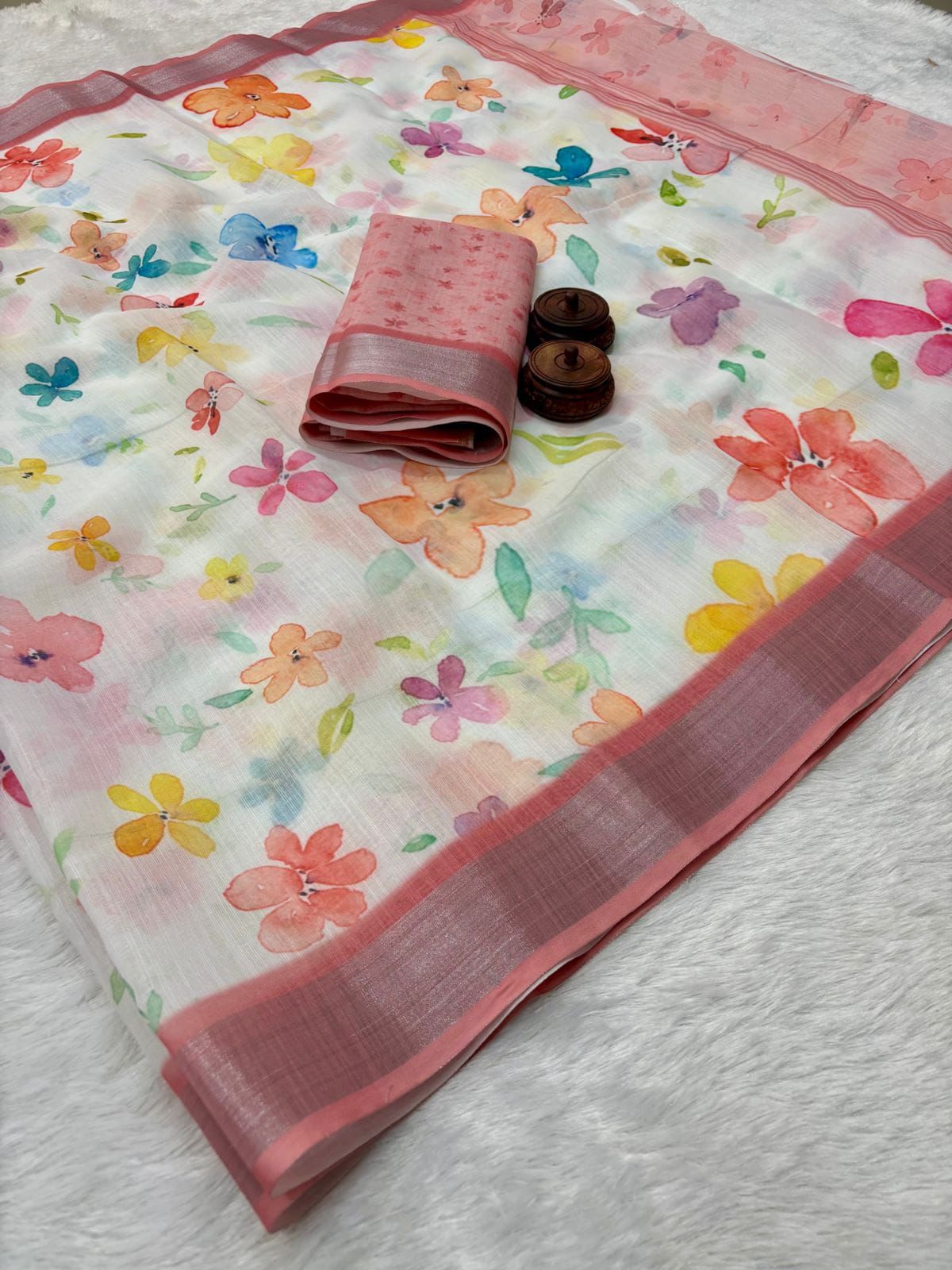 Kayatri New Pure Linen Cotton Printed Saree