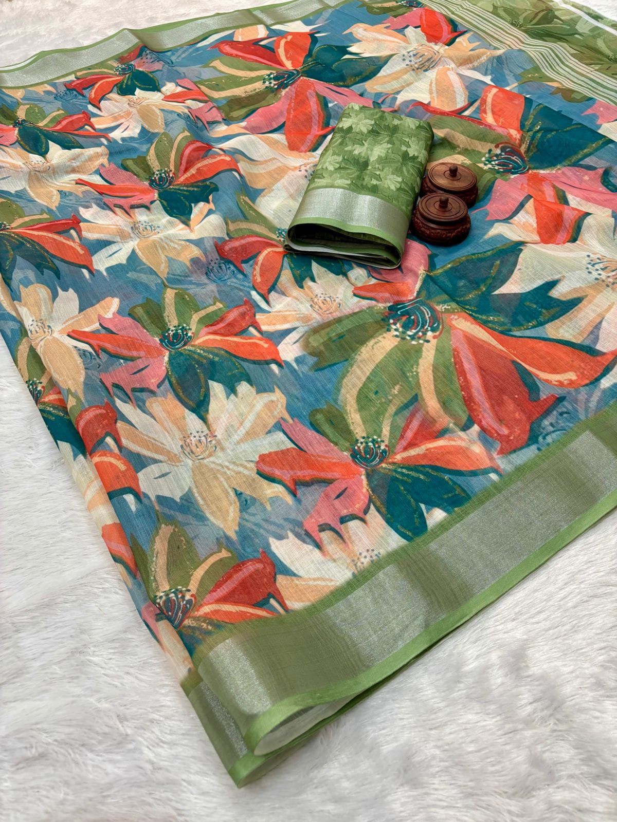 Kayatri New Pure Linen Cotton Printed Saree