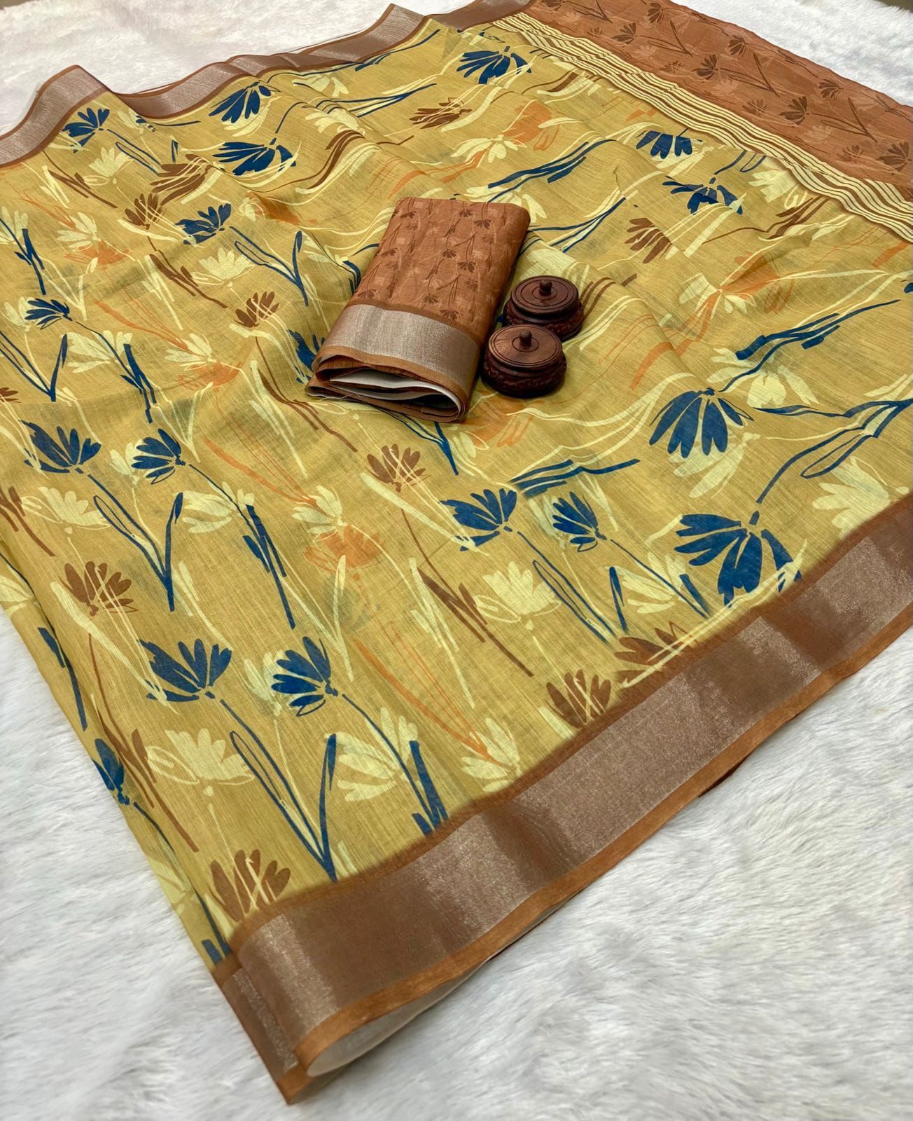 Kayatri New Pure Linen Cotton Printed Saree