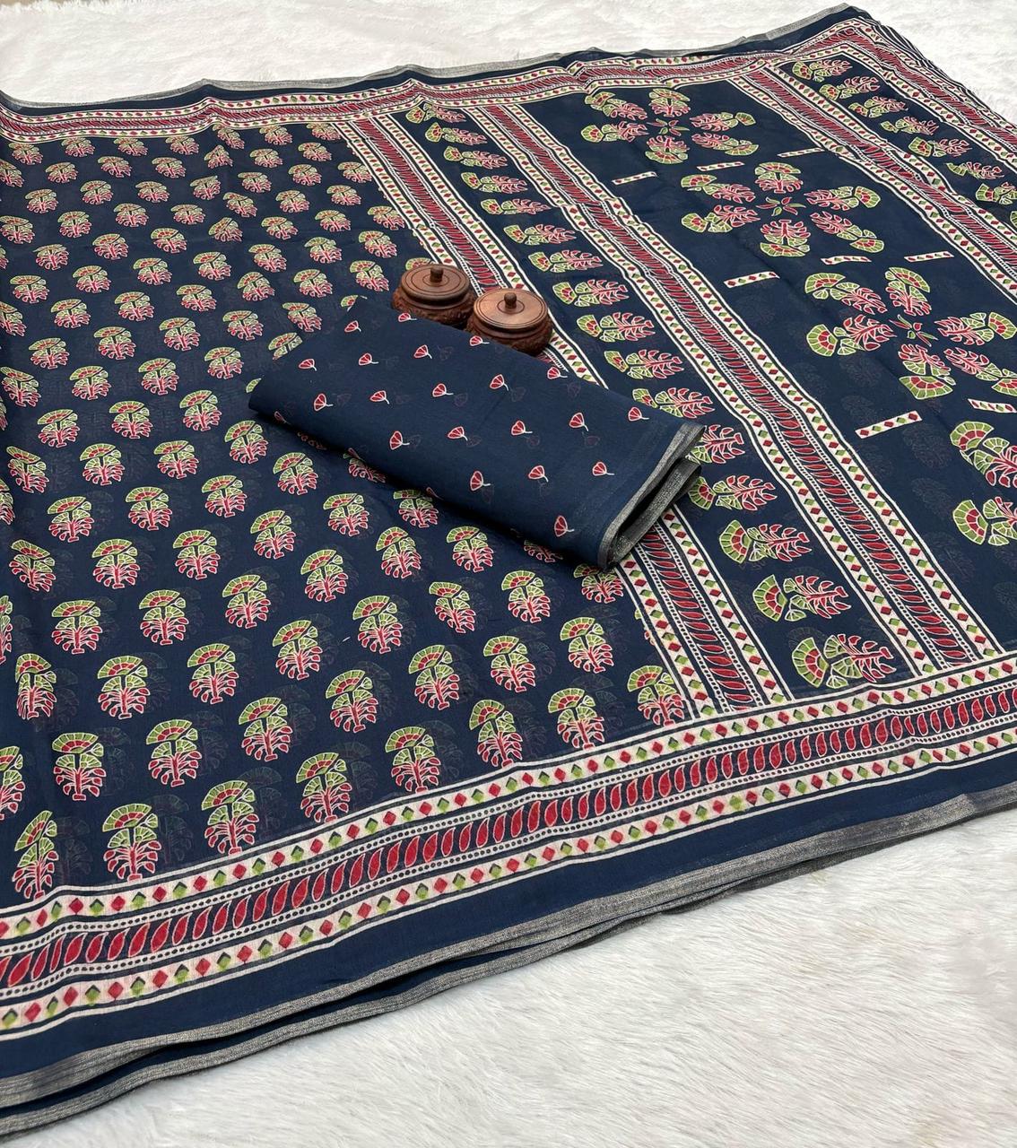 Kayatri New Designer Soft Spun Cotton Slub Saree