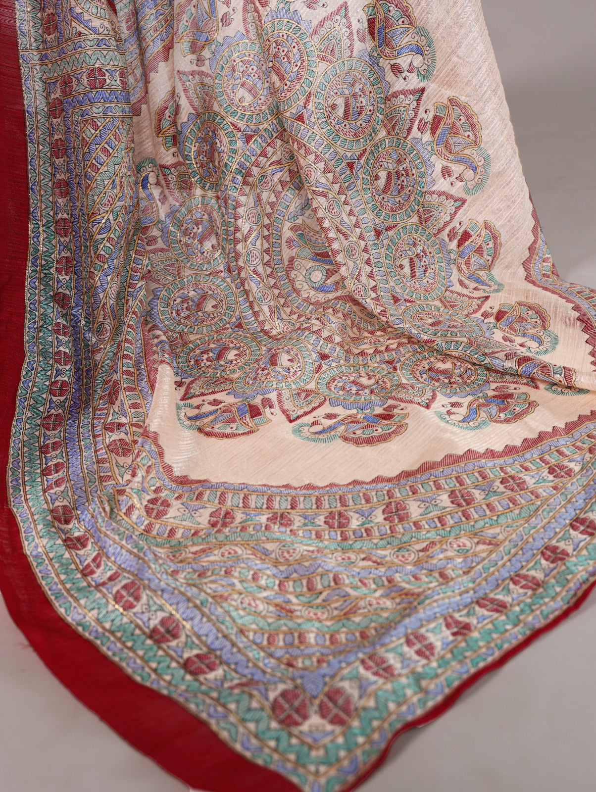 Kayatri New Green Silk Artistry Fusion Of Madhubani and Bandhej Saree