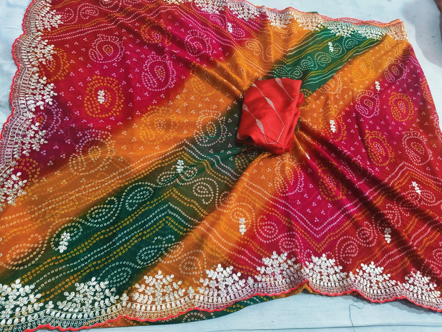Kayatri New Designer Georgette Pachrangi Bandhej Saree