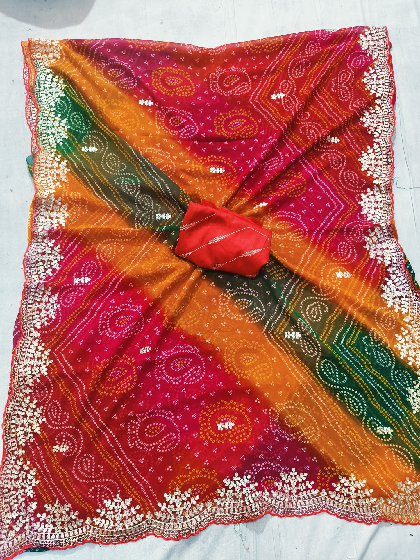 Kayatri New Designer Georgette Pachrangi Bandhej Saree