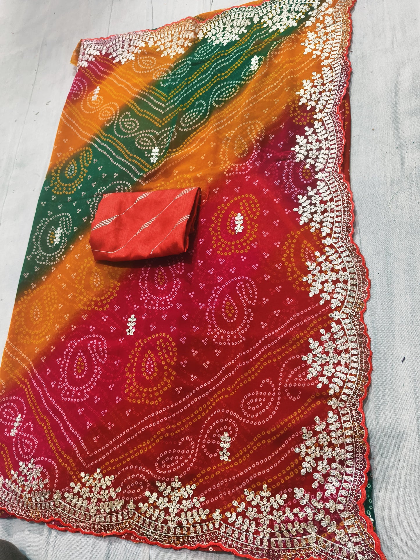 Kayatri New Designer Georgette Pachrangi Bandhej Saree