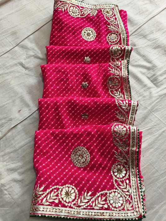 Kayatri Beautiful Traditional Rajasthani Cyc Leheriya modhra print saree