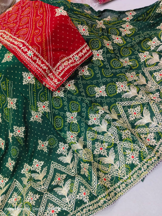 Kayatri New Designer Pure Georgette Charki Gotapatti Hand Work Lehenga