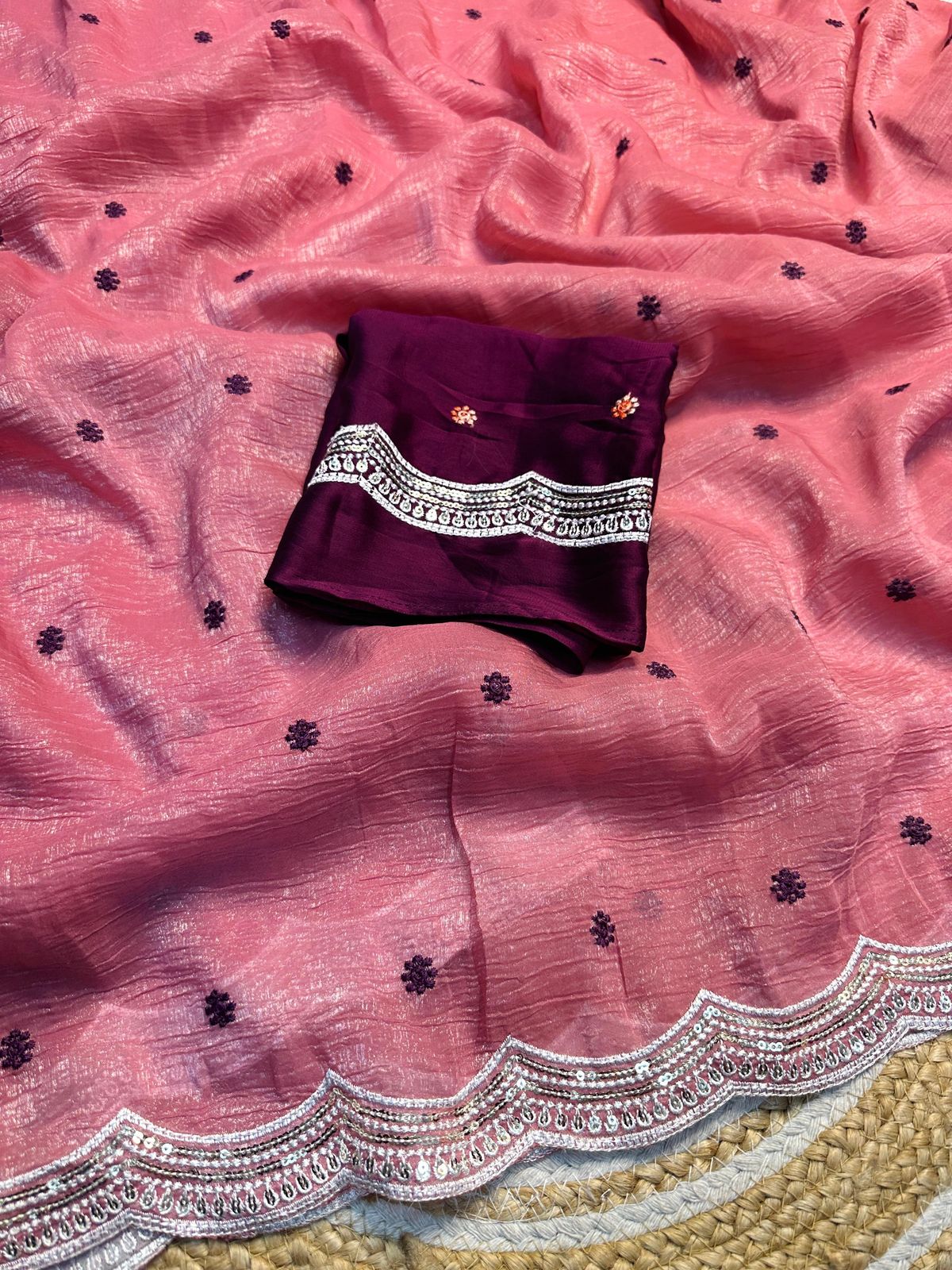 Kayatri New Crunchy Chiffon Rangoli Blouse Saree