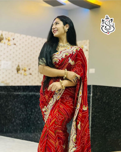 Kayatri New Designer Traditional Wear Bandhej Saree