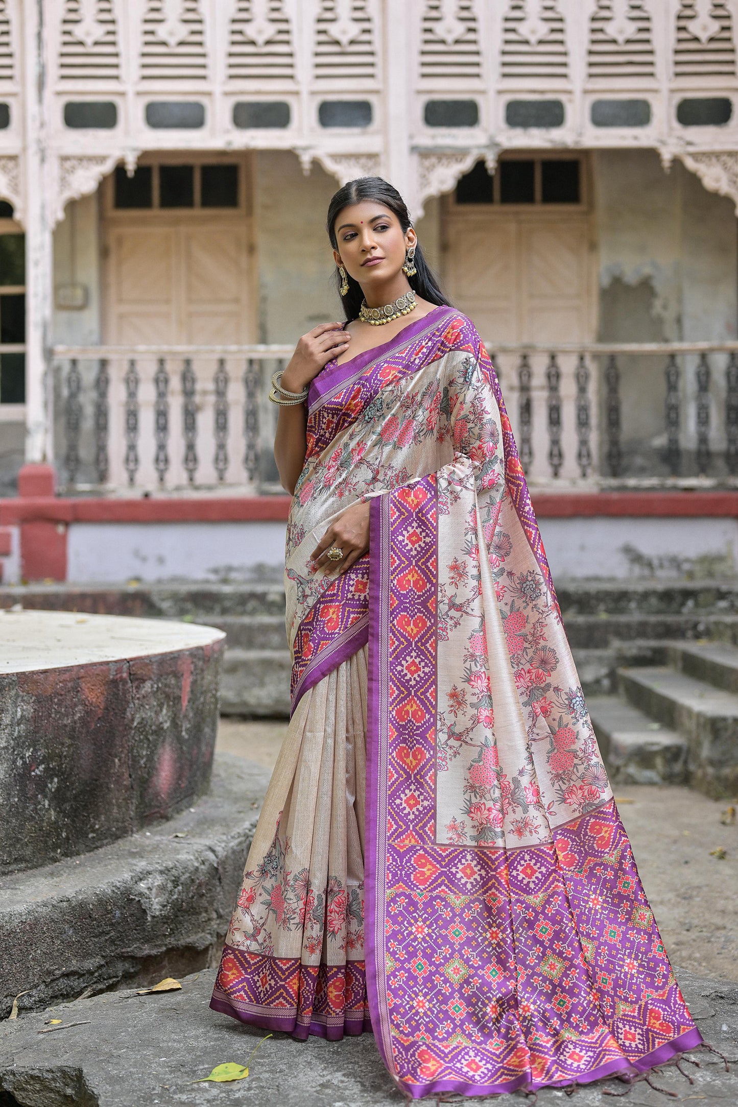 Kayatri New Soft Tussar Silk Patola Print Saree