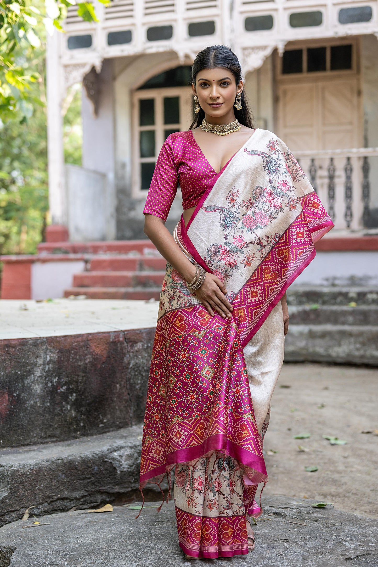 Kayatri New Soft Tussar Silk Patola Print Saree
