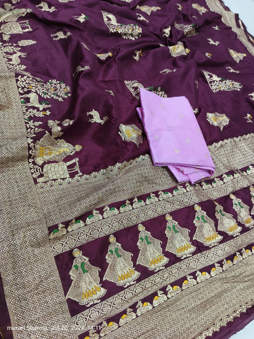 Kayatri New Pure Russian Silk Zari Weaving Saree
