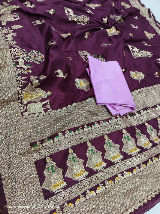 Kayatri New Pure Russian Silk Zari Weaving Saree