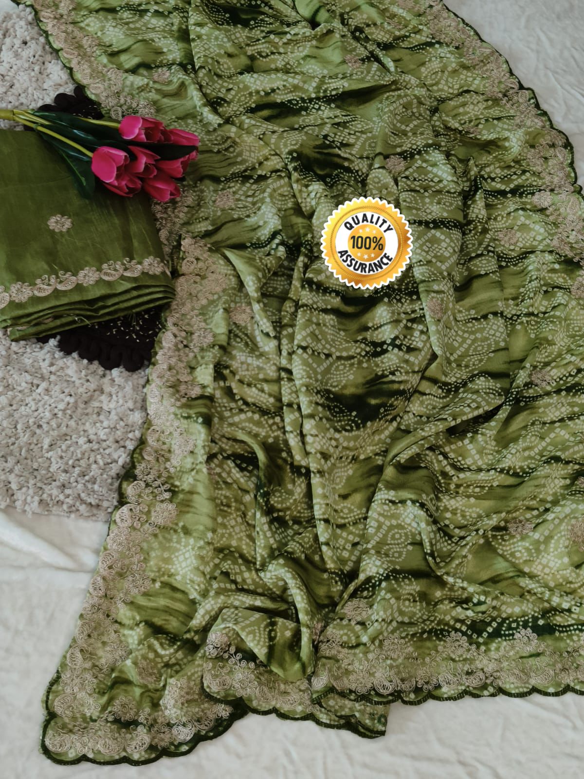Kayatri New Chinon Silk Cutwork Border Saree