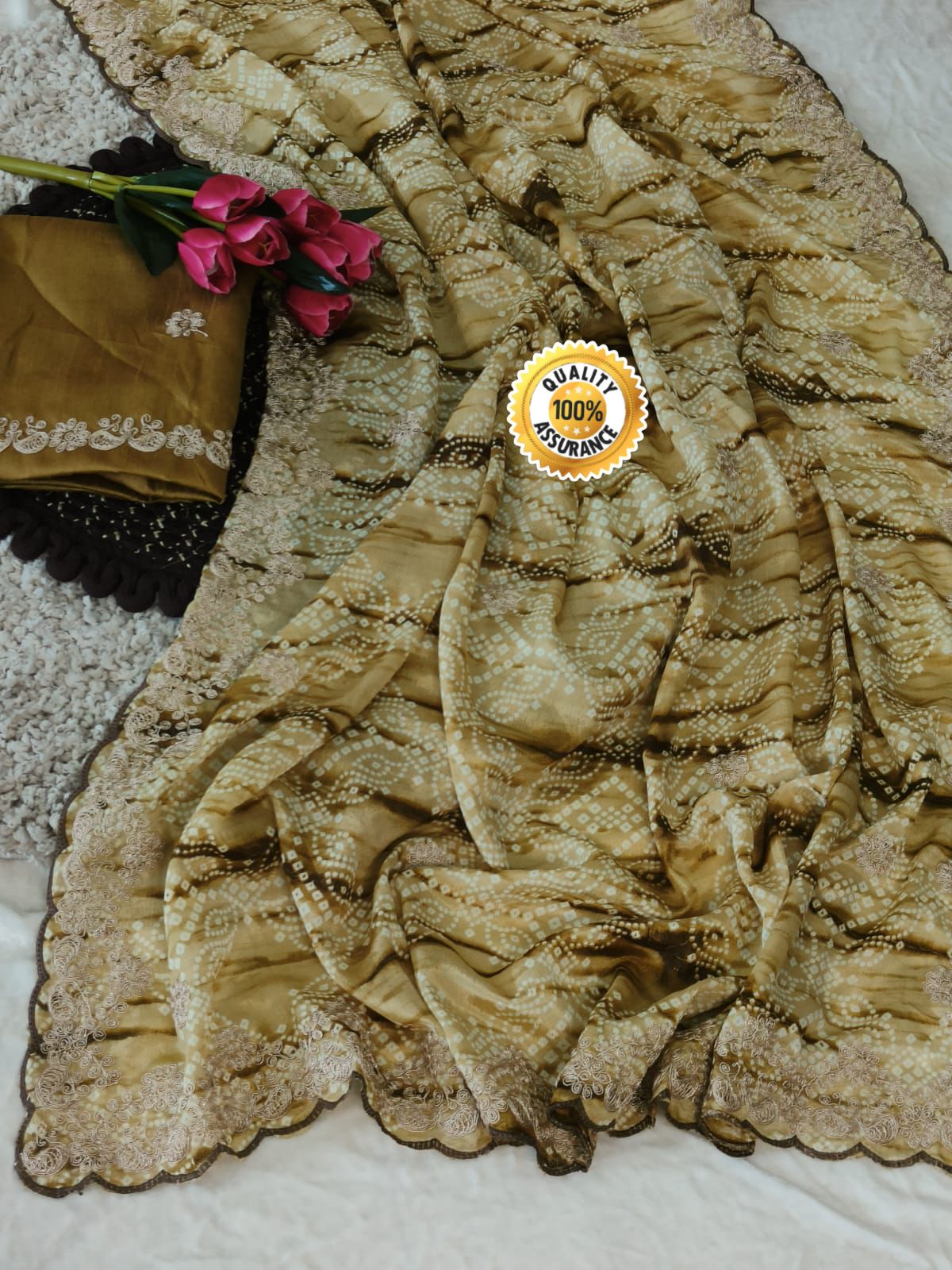 Kayatri New Chinon Silk Cutwork Border Saree