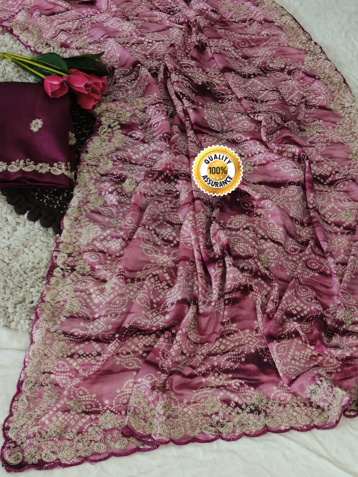 Kayatri New Chinon Silk Cutwork Border Saree