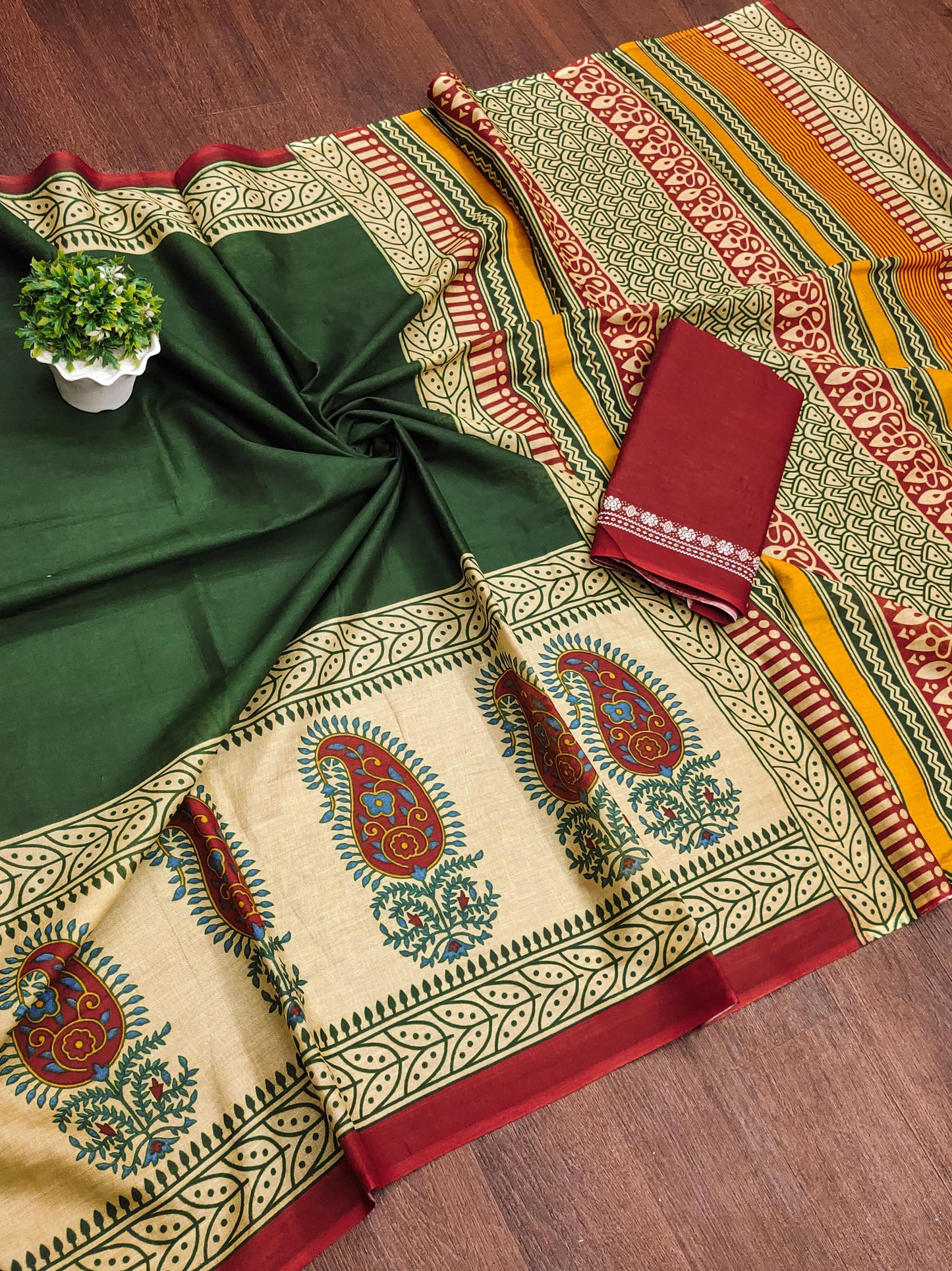 Kayatri New Soft Pure Cotton Ajrakh Block Print Saree