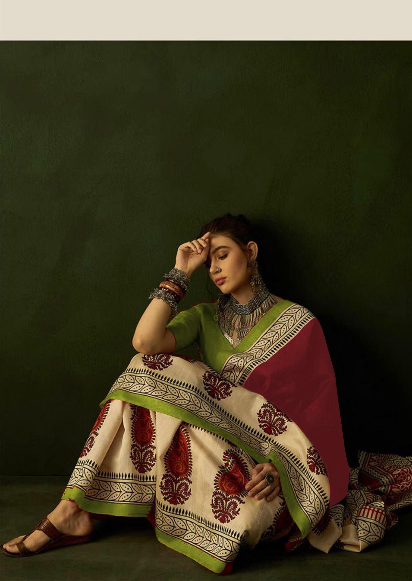 Kayatri New Soft Pure Cotton Ajrakh Block Print Saree