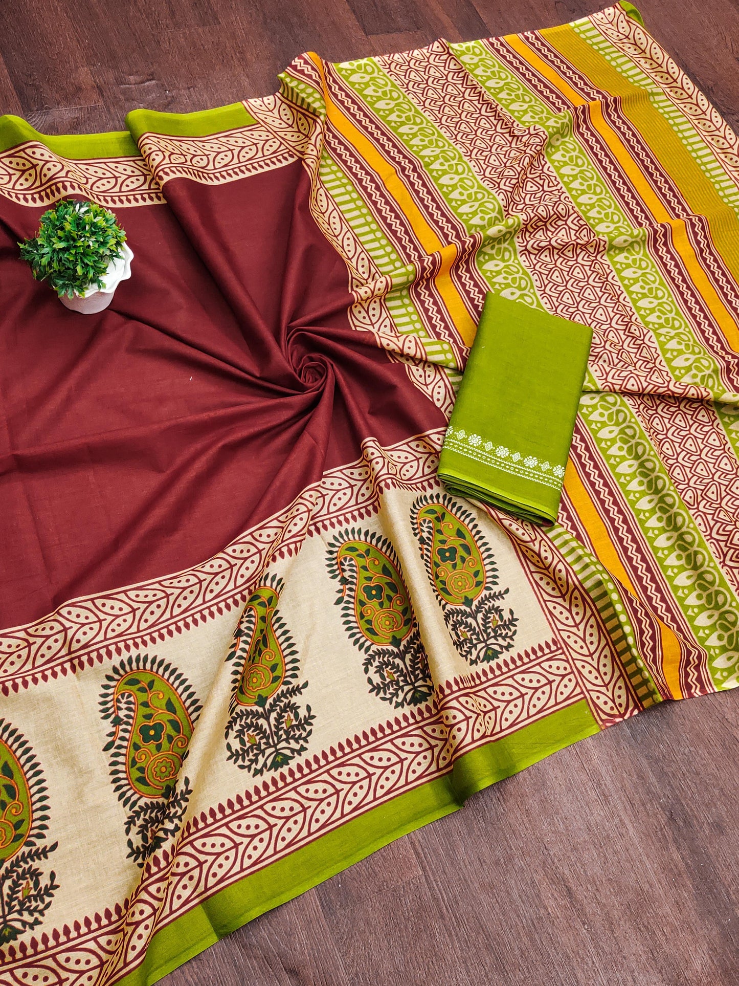 Kayatri New Soft Pure Cotton Ajrakh Block Print Saree