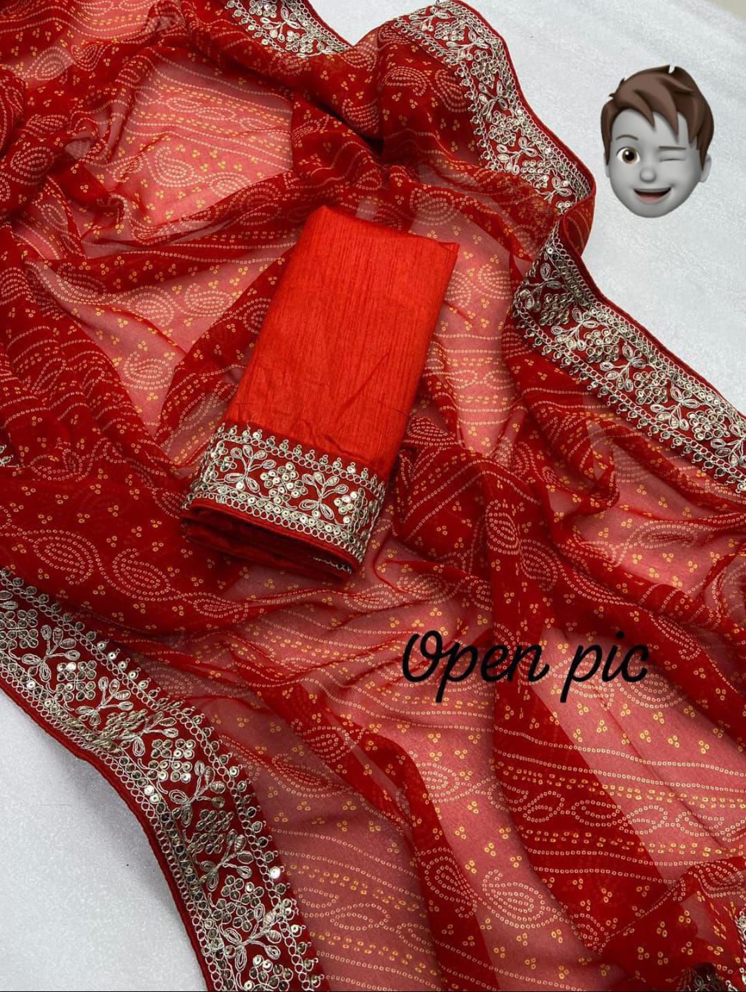 Kayatri New Georgette Multi Sequence Lace Patti Work Saree