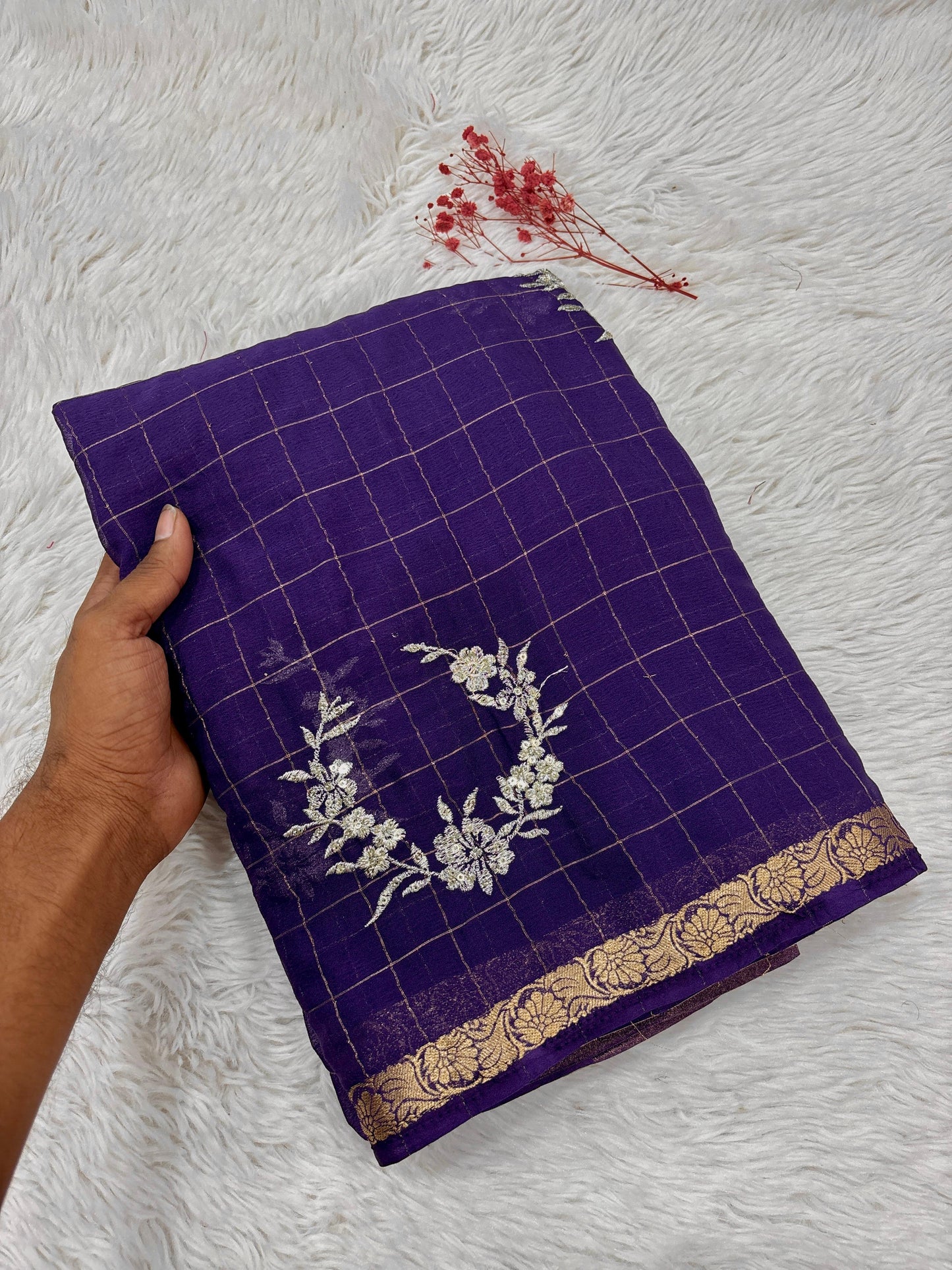 Kayatri New Pure Chinon Viscose Sequence Embroidary Work Saree