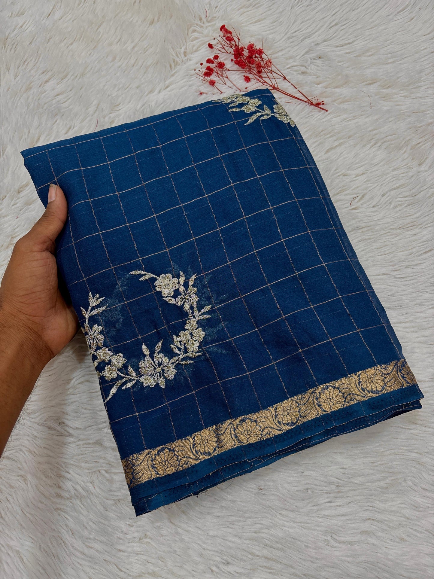 Kayatri New Pure Chinon Viscose Sequence Embroidary Work Saree