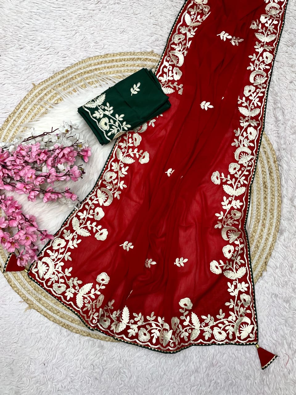 Kayatri New Blooming Chocolate Gota Ribbon Work Saree