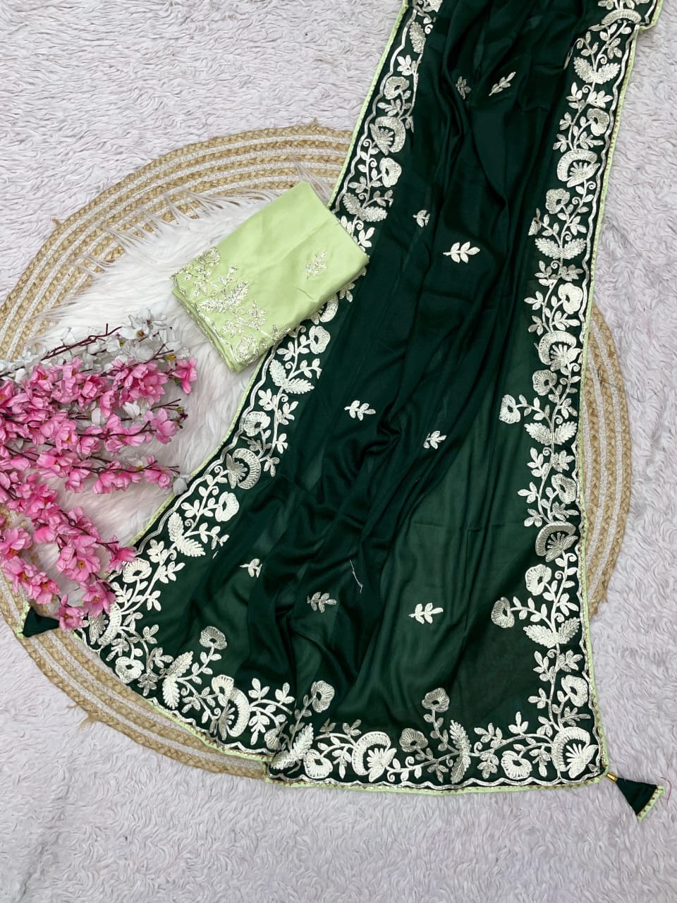 Kayatri New Blooming Chocolate Gota Ribbon Work Saree