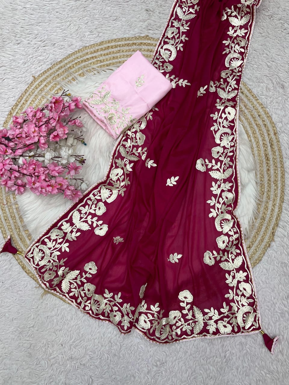 Kayatri New Blooming Chocolate Gota Ribbon Work Saree