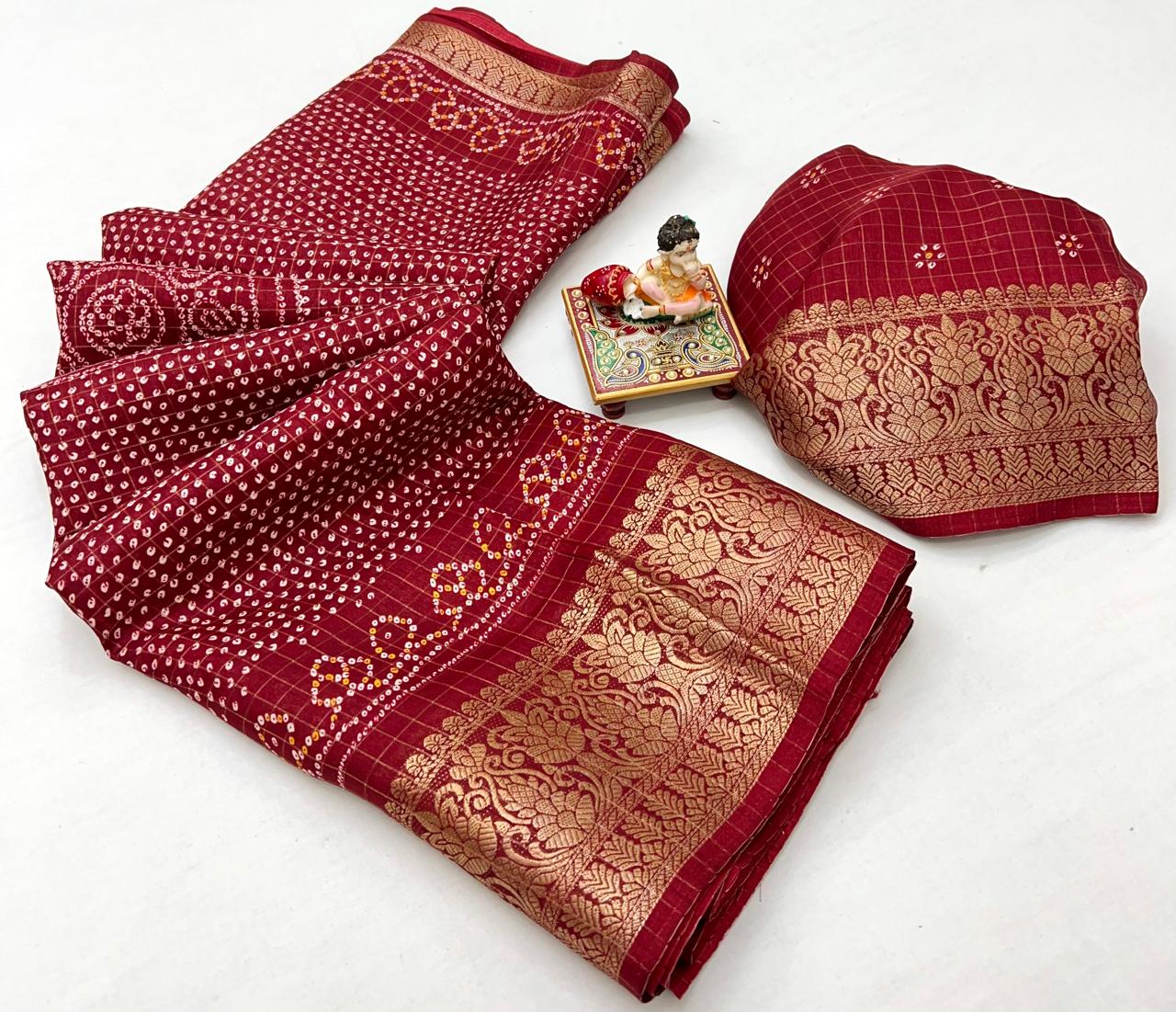 Kayatri New Pure Heavy Dola Silk Bandhani Print Saree