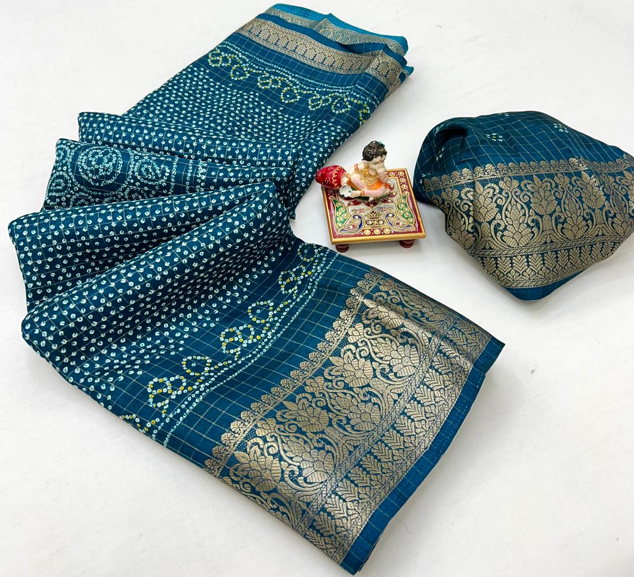 Kayatri New Pure Heavy Dola Silk Bandhani Print Saree