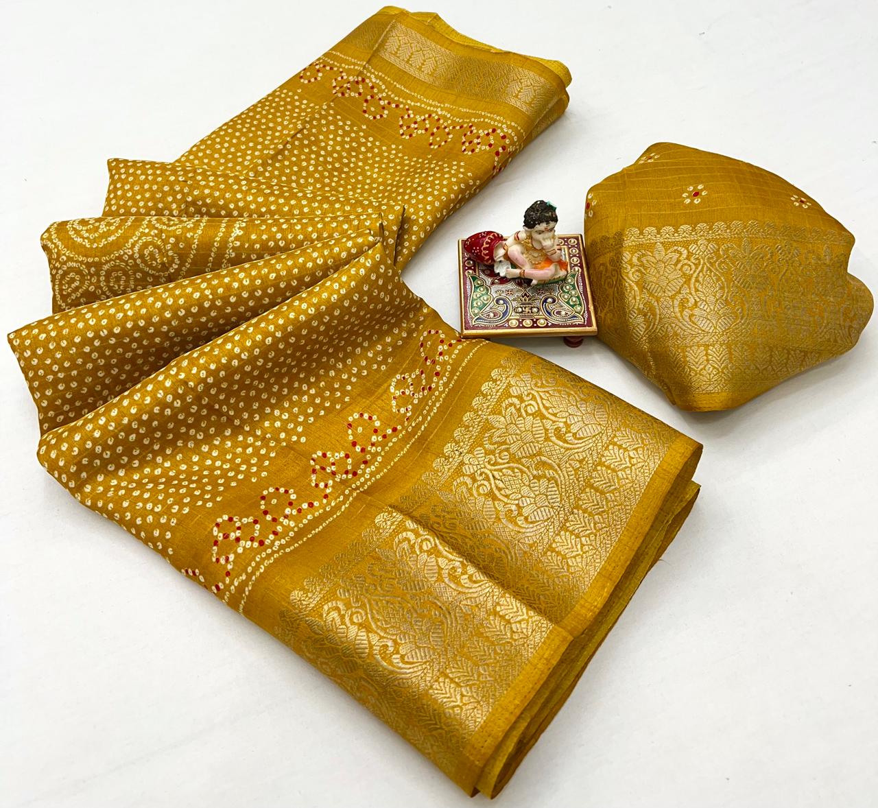 Kayatri New Pure Heavy Dola Silk Bandhani Print Saree