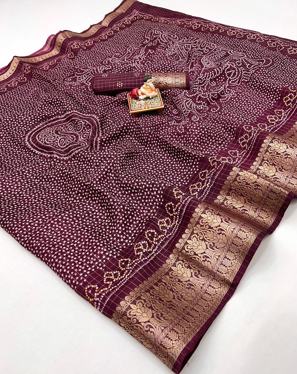 Kayatri New Pure Heavy Dola Silk Bandhani Print Saree
