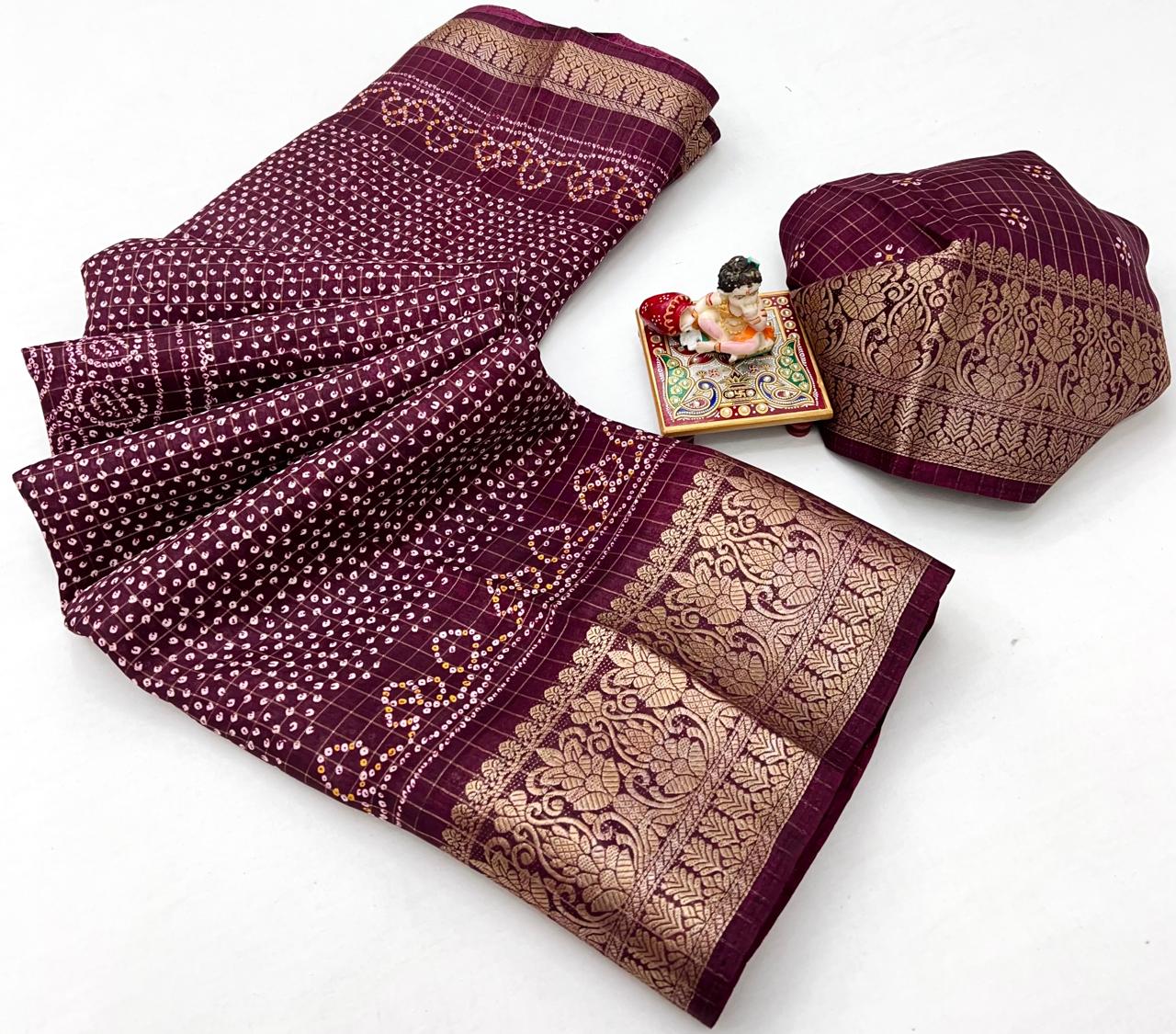 Kayatri New Pure Heavy Dola Silk Bandhani Print Saree