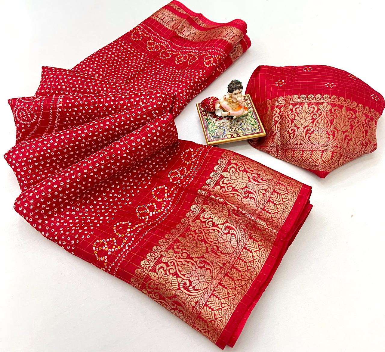 Kayatri New Pure Heavy Dola Silk Bandhani Print Saree