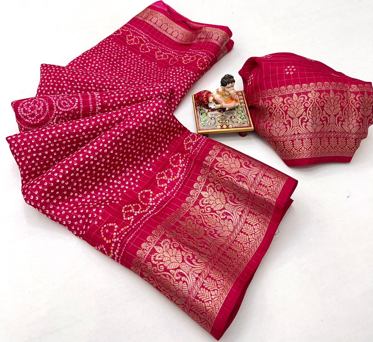 Kayatri New Pure Heavy Dola Silk Bandhani Print Saree