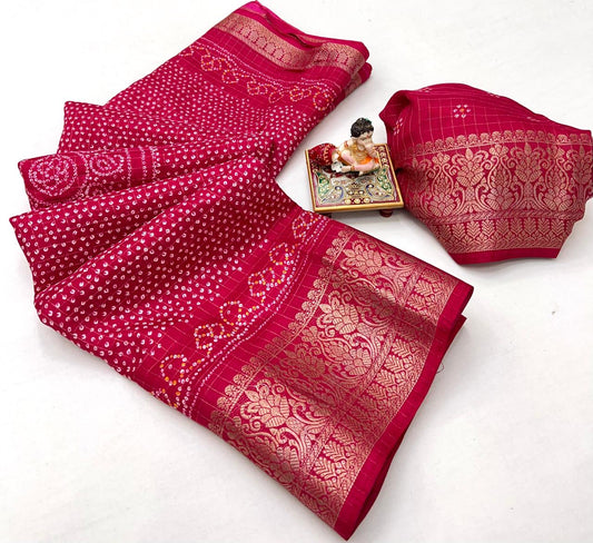 Kayatri New Pure Heavy Dola Silk Bandhani Print Saree