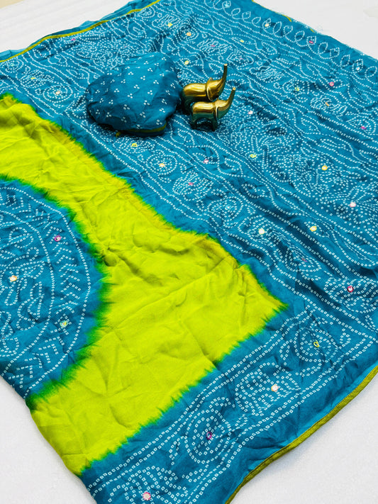 Kayatri New Pure Moss Bandhani Print Saree