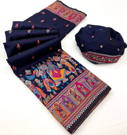 Kayatri New Pure Pashmina Silk Meenakari Weaving Saree