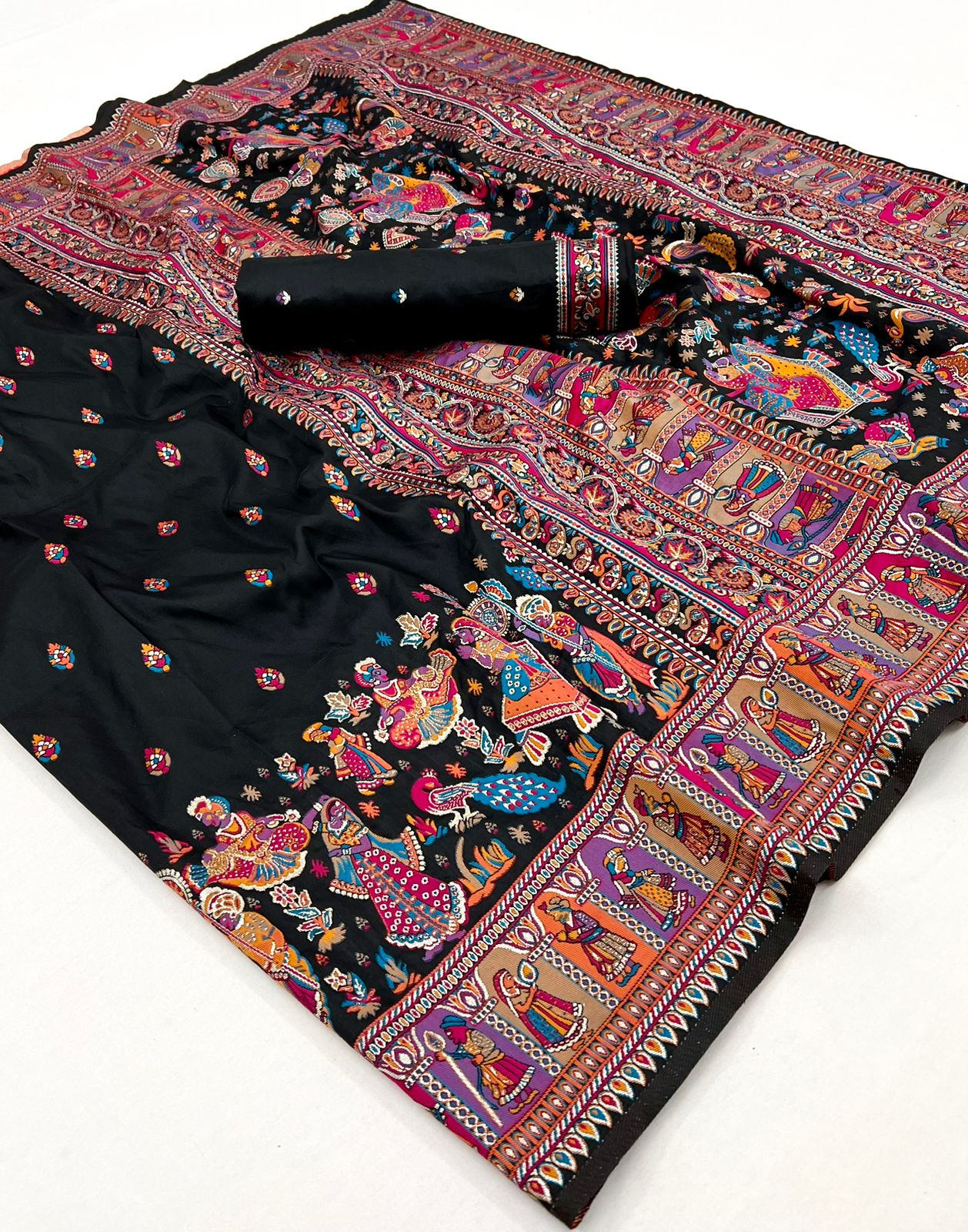 Kayatri New Pure Pashmina Silk Meenakari Weaving Saree