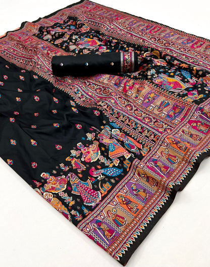 Kayatri New Pure Pashmina Silk Meenakari Weaving Saree