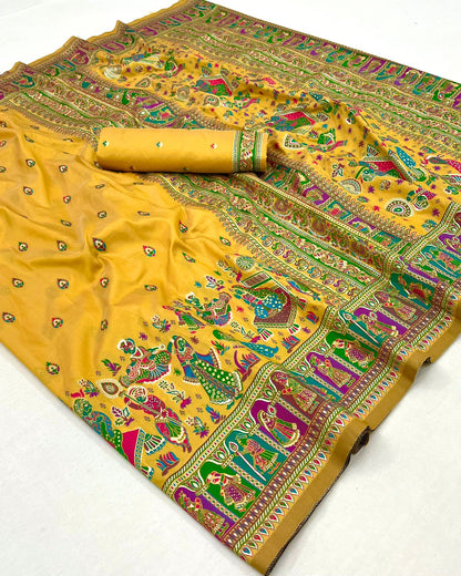 Kayatri New Pure Pashmina Silk Meenakari Weaving Saree