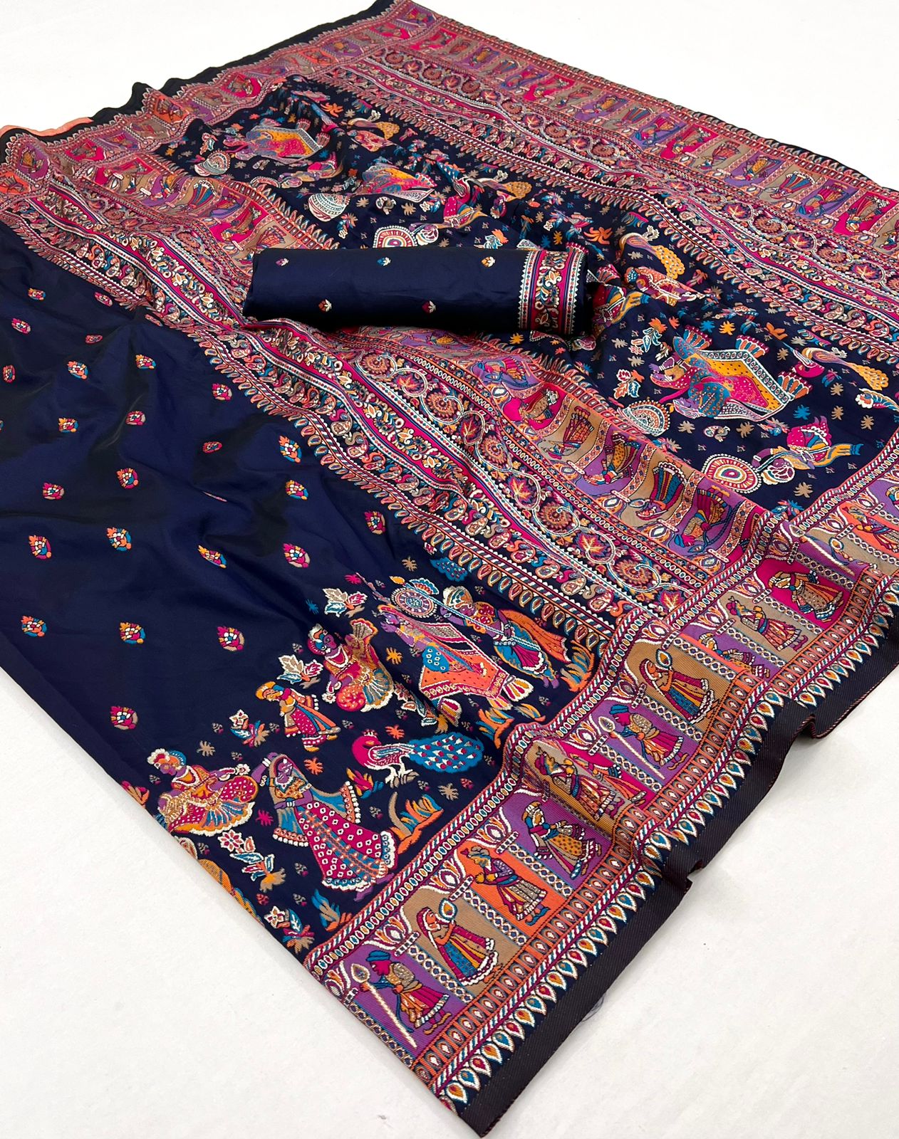 Kayatri New Pure Pashmina Silk Meenakari Weaving Saree